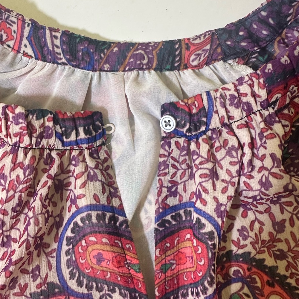 LOFT Sheer Paisley Blouse Purple & Pink Long Sleeve NWT Large - Picture 11 of 11